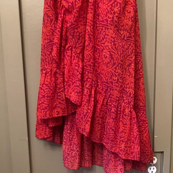 𝅺FREE People Chiffon Safari Sun Short Casual Dress in Mango Combo Size Small - Picture 9 of 15